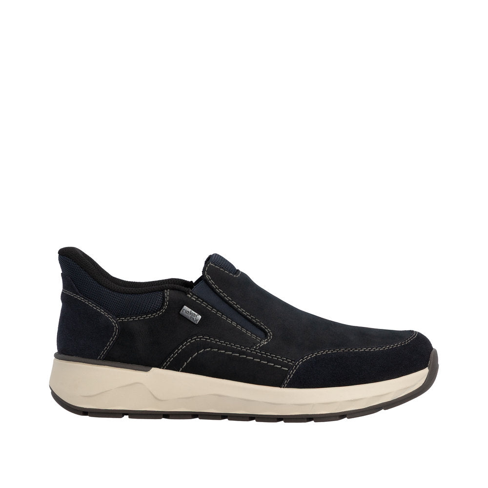 Rieker 11551-14 Ready2Go Mens Blue Suede Water Resistant Slip On Shoes