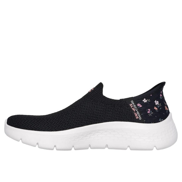 Skechers 124822 Go Walk Flex Sunset Rose Ladies Black/Pink Textile Slip On Trainers