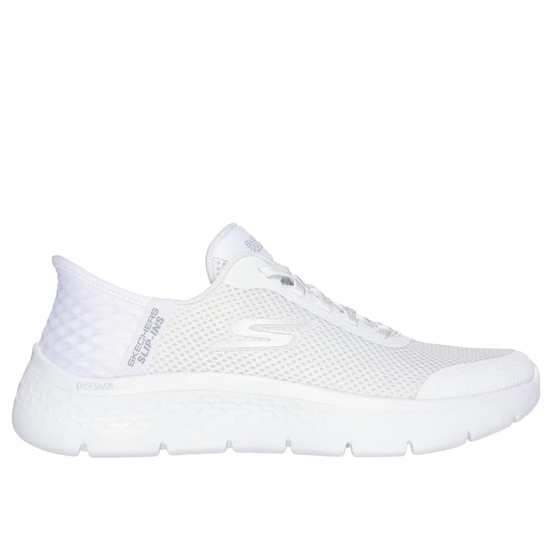 Skechers 124836 Go Walk Flex Grand Entry Ladies White Textile Slip On Trainers