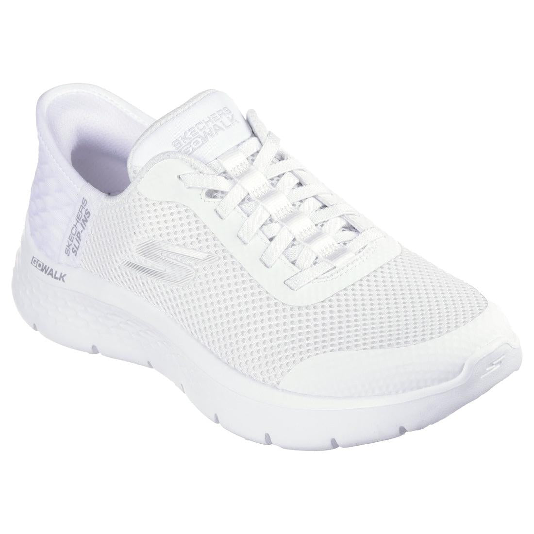 Skechers 124836 Go Walk Flex Grand Entry Ladies White Textile Slip On Trainers