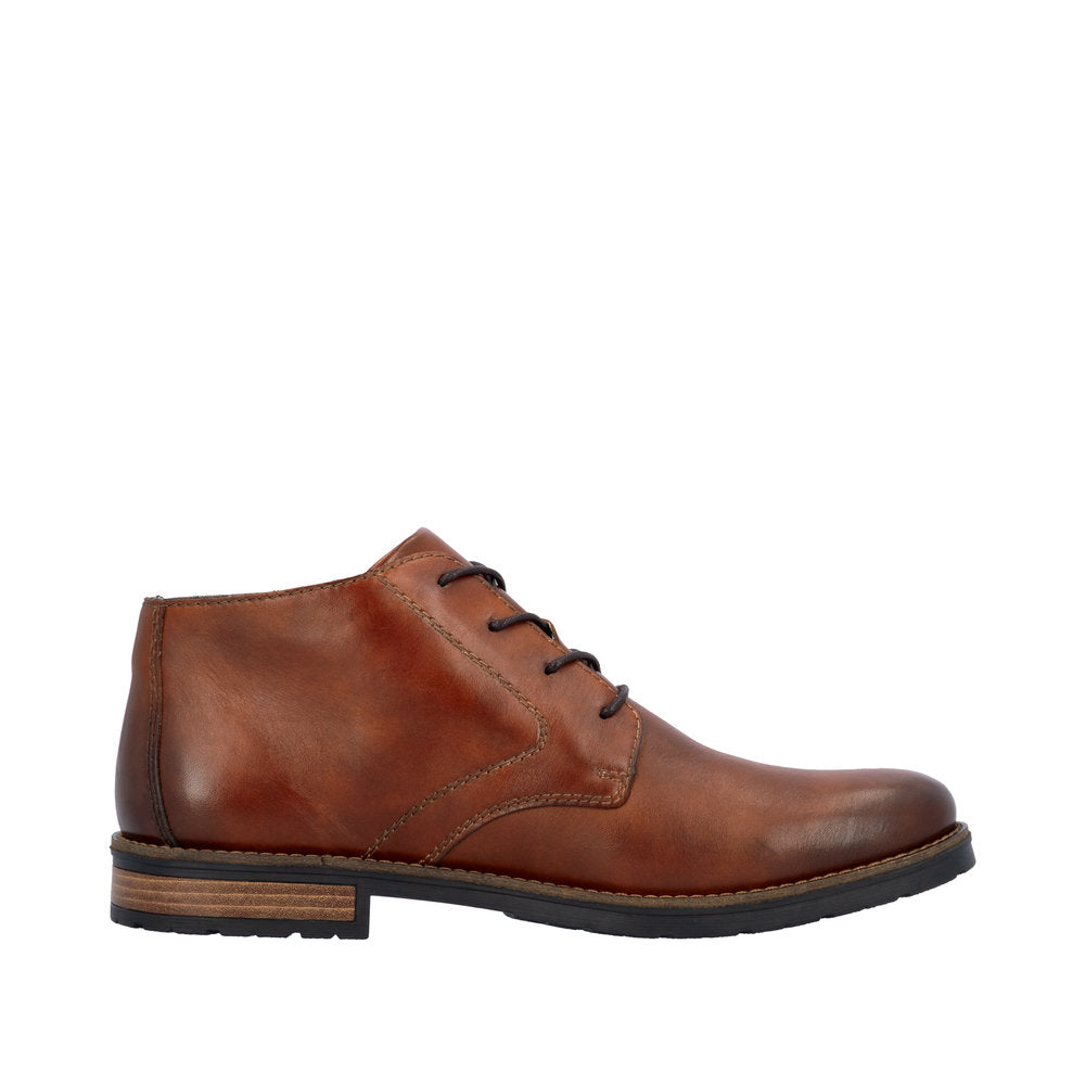 Rieker 14609-24 Mens Brown Leather Zip & Lace Chukka Boots