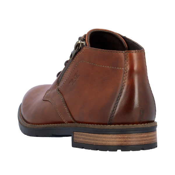 Rieker 14609-24 Mens Brown Leather Zip & Lace Chukka Boots