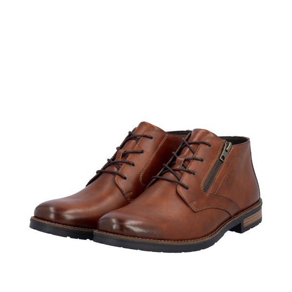 Rieker 14609-24 Mens Brown Leather Zip & Lace Chukka Boots