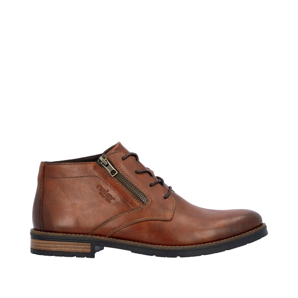 Rieker 14609-24 Mens Brown Leather Zip & Lace Chukka Boots
