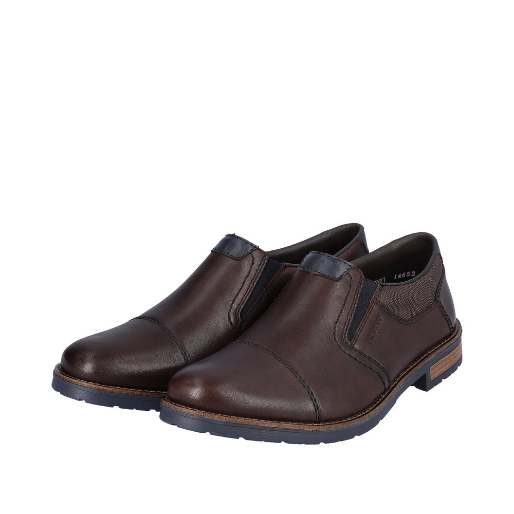 Rieker 14652-25 Mens Dark Brown Leather Slip On Shoes