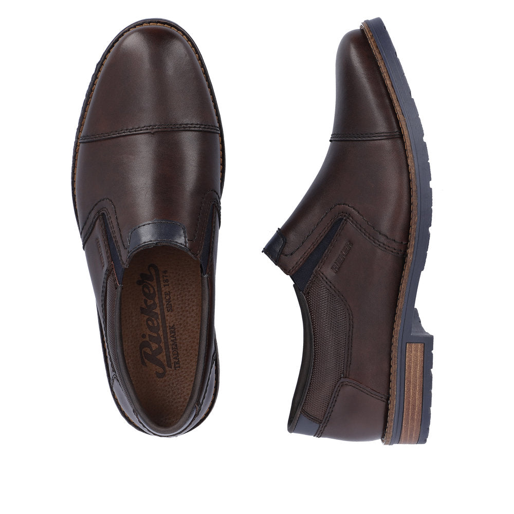 Rieker 14652-25 Mens Dark Brown Leather Slip On Shoes