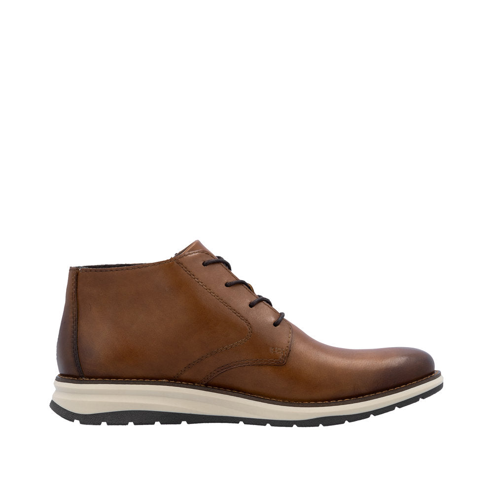 Rieker 14705-24 Mens Brown Leather Zip & Lace Chukka Boots