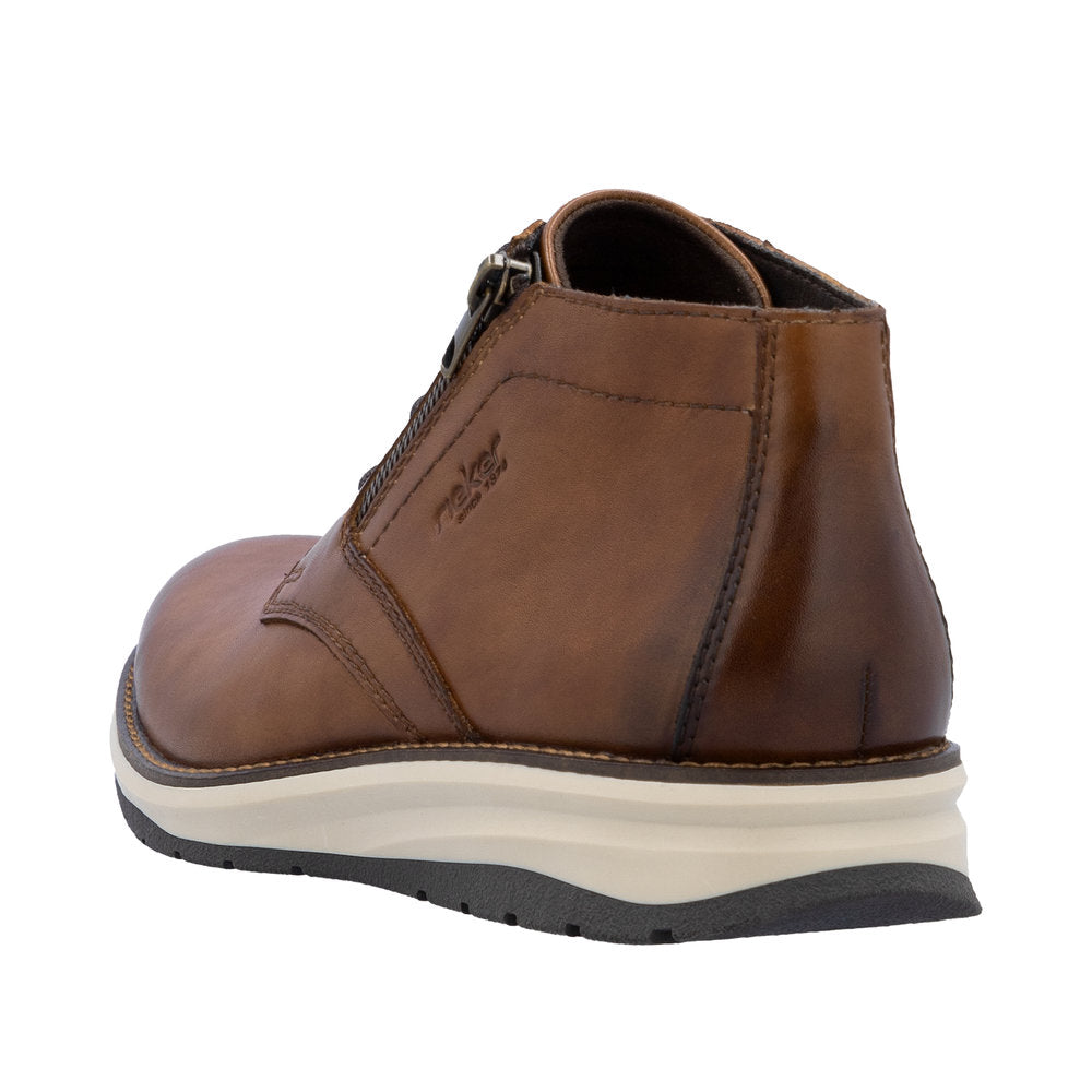 Rieker 14705-24 Mens Brown Leather Zip & Lace Chukka Boots