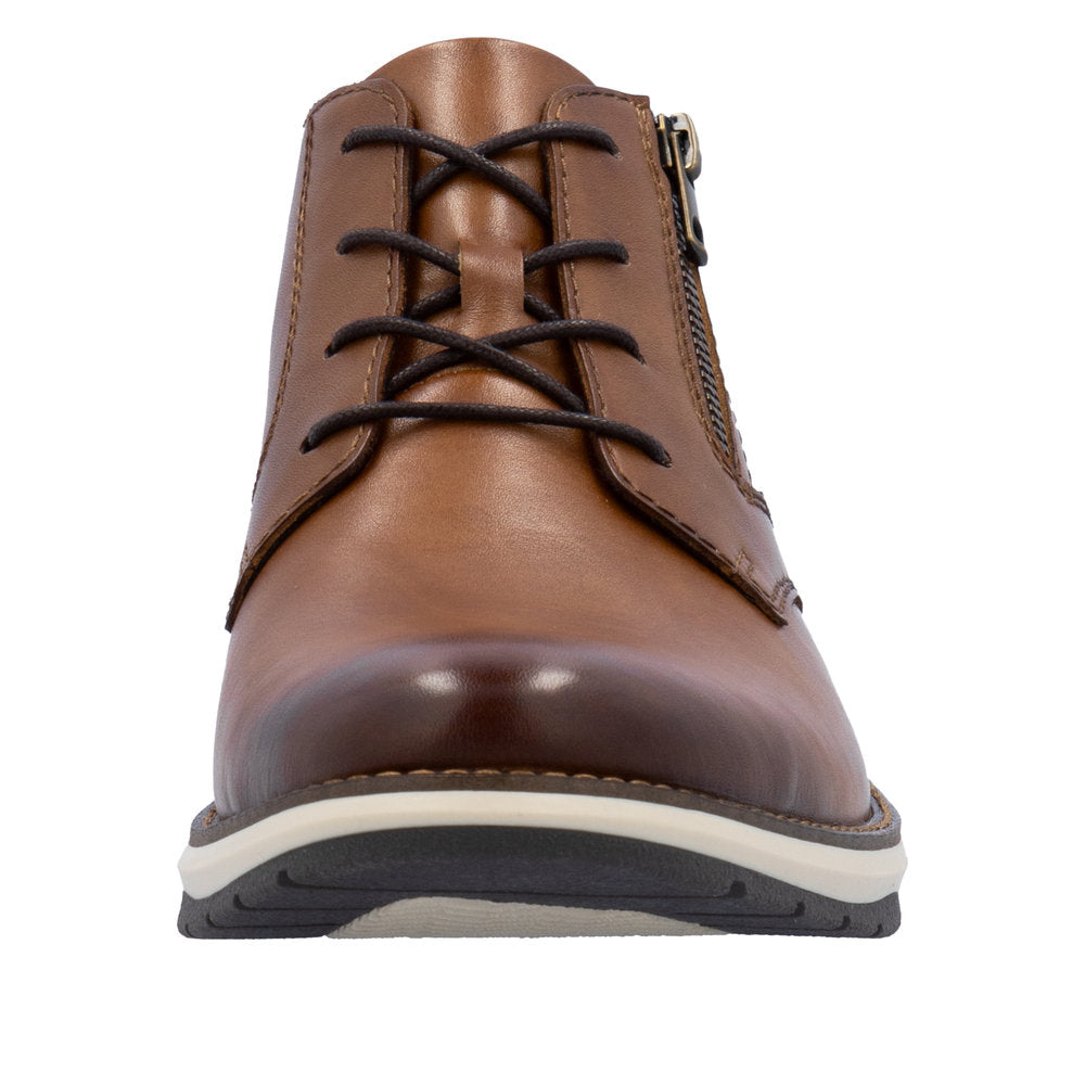 Rieker 14705-24 Mens Brown Leather Zip & Lace Chukka Boots