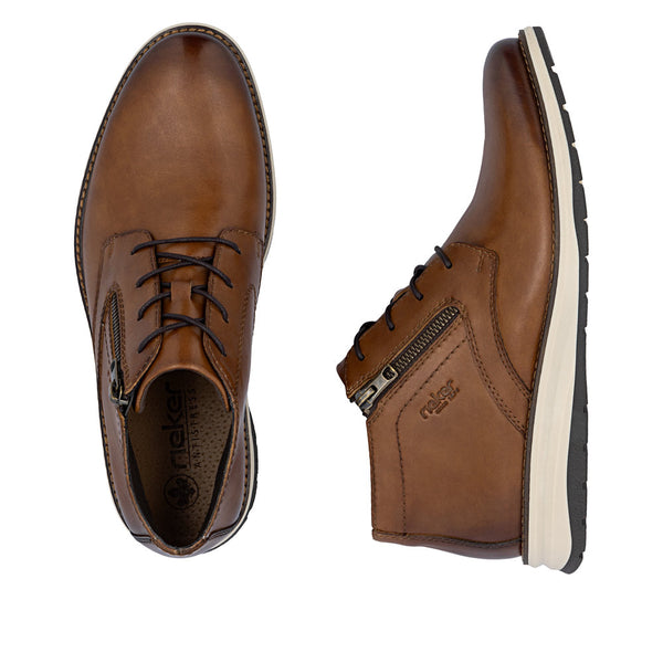 Rieker 14705-24 Mens Brown Leather Zip & Lace Chukka Boots