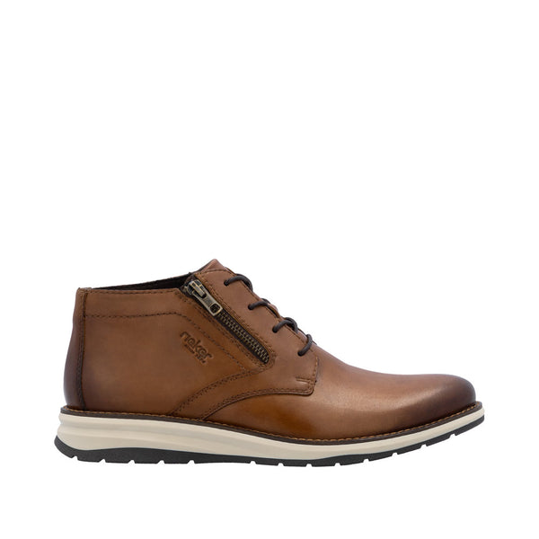 Rieker 14705-24 Mens Brown Leather Zip & Lace Chukka Boots