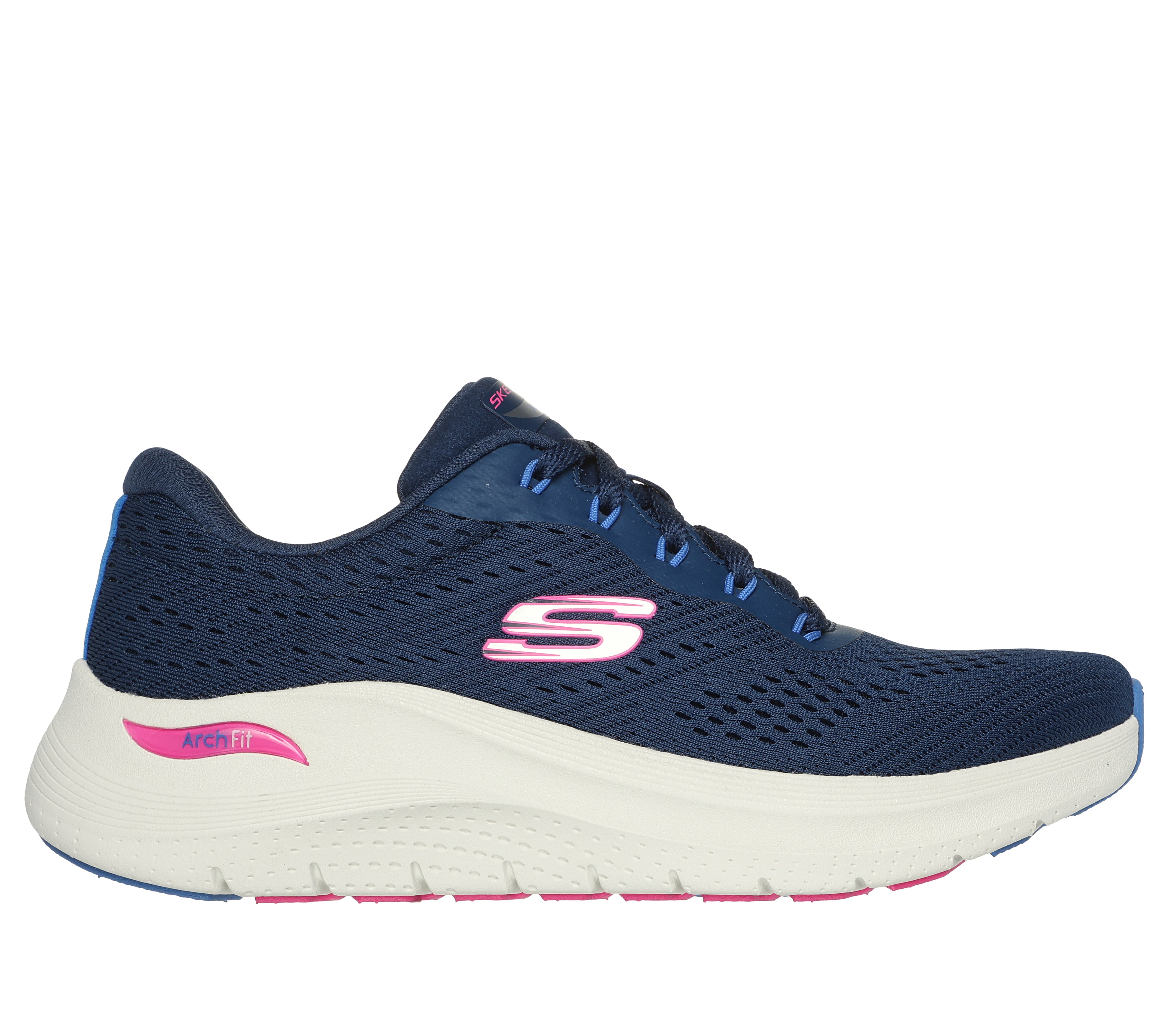 Skechers 150051 Arch Fit 2.0 - Big League Ladies Navy Multi Textile Vegan Arch Support Lace Up Trainers