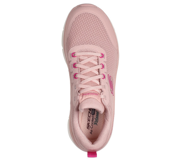 Skechers 150095 D'lux Walker 2.0-Radiant Rose Ladies Rose Pink Textile Vegan Lace Up Trainers