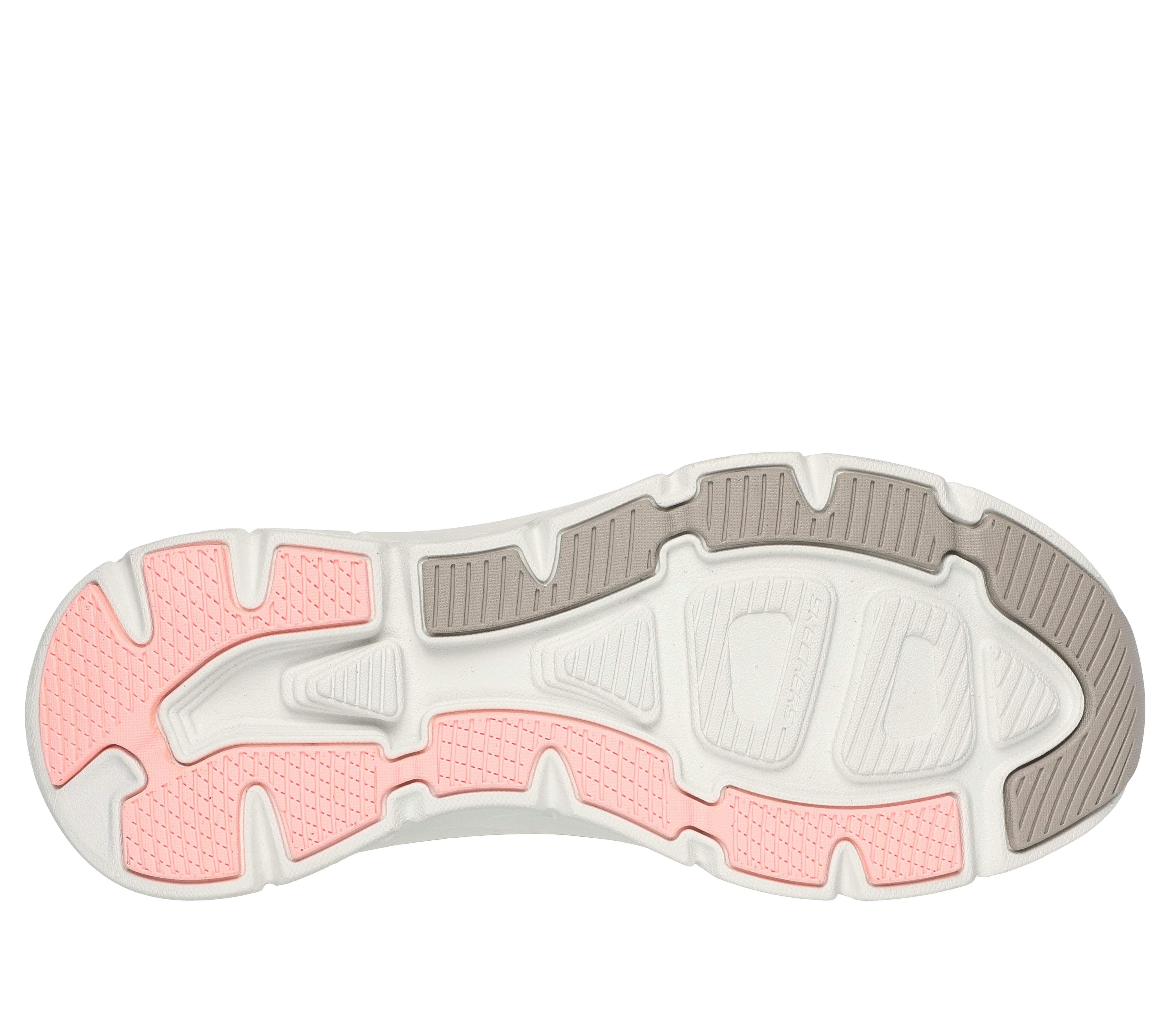 Skechers 150099 D'lux Walker 2.0-Happy Step Slip Ins Ladies Taupe Charcoal Textile Vegan Slip On Trainers