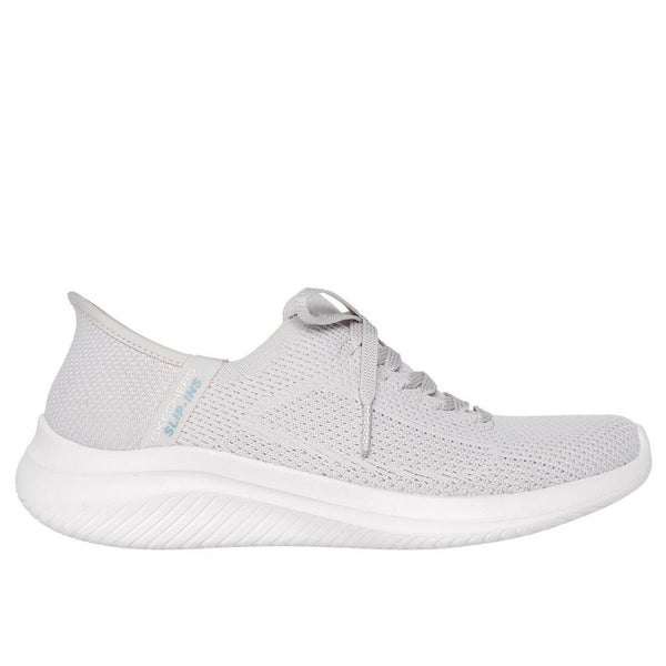 Skechers 150457 Ultra Flex 3.0 Elevated Motion Ladies Light Grey Textile Lace Up Trainers