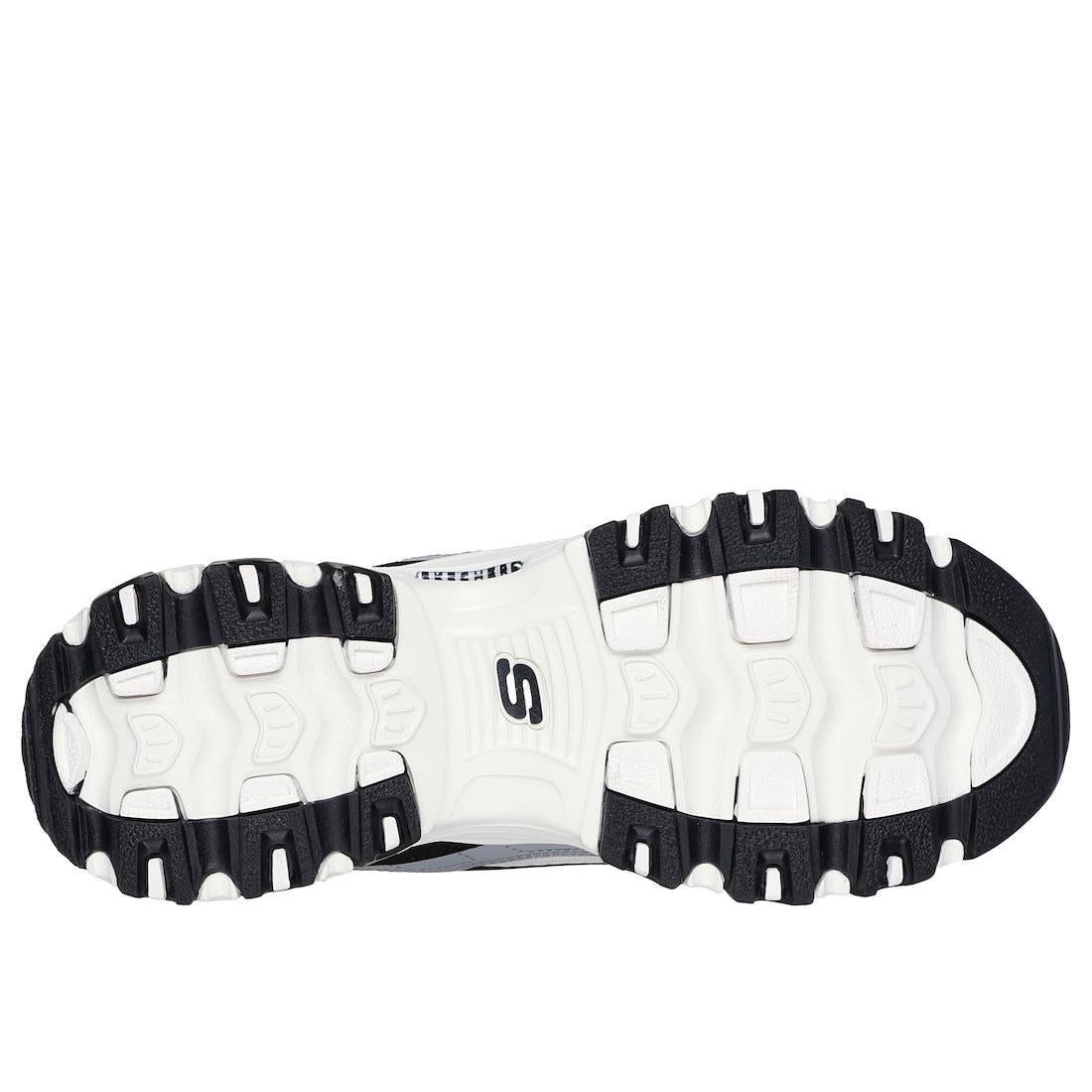 Skechers 150537 D’Lites Smooth Nostalgia Ladies Black/Natural Leather Lace Up Trainers