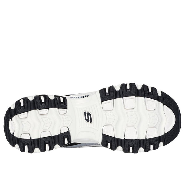 Skechers 150537 D’Lites Smooth Nostalgia Ladies Black/Natural Leather Lace Up Trainers