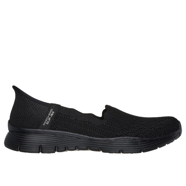 Skechers 158980 Seager Believe It Ladies Black Textile Slip On Shoes