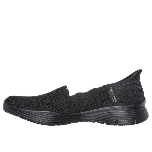 Skechers 158980 Seager Believe It Ladies Black Textile Slip On Shoes