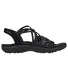 Skechers 163185 Reggae Slim - Sunnyside Ladies All Black Textile Water Resistant Vegan Slip On Sandals