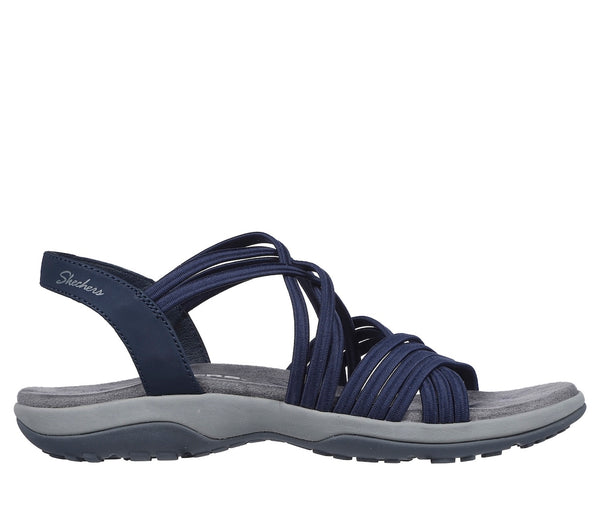 Skechers 163185 Reggae Slim - Sunnyside Ladies Navy Textile Water Resistant Vegan Slip On Sandals