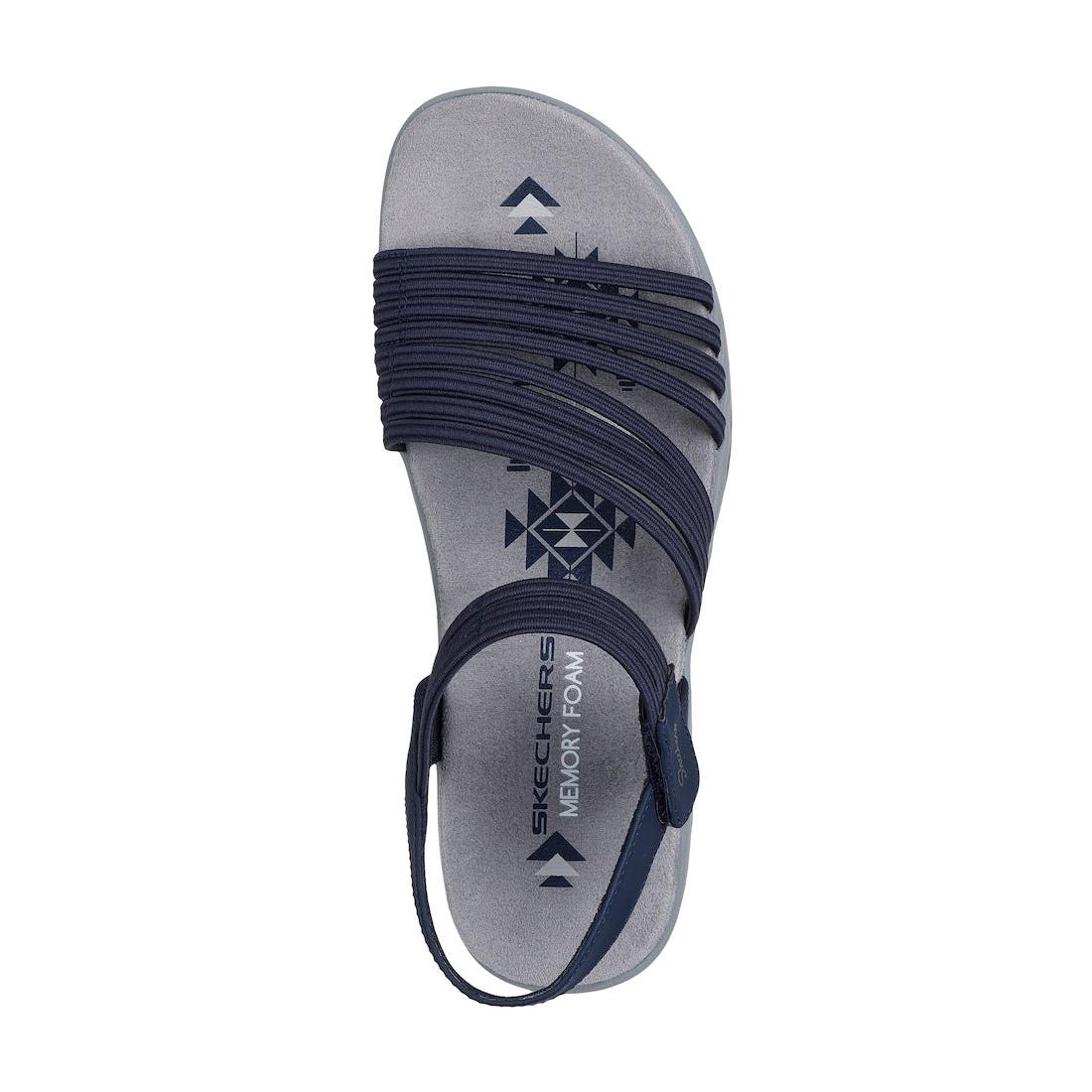 Skechers 163573 Reggae Slim Coffee Run Ladies Navy Textile Touch Fastening Sandals