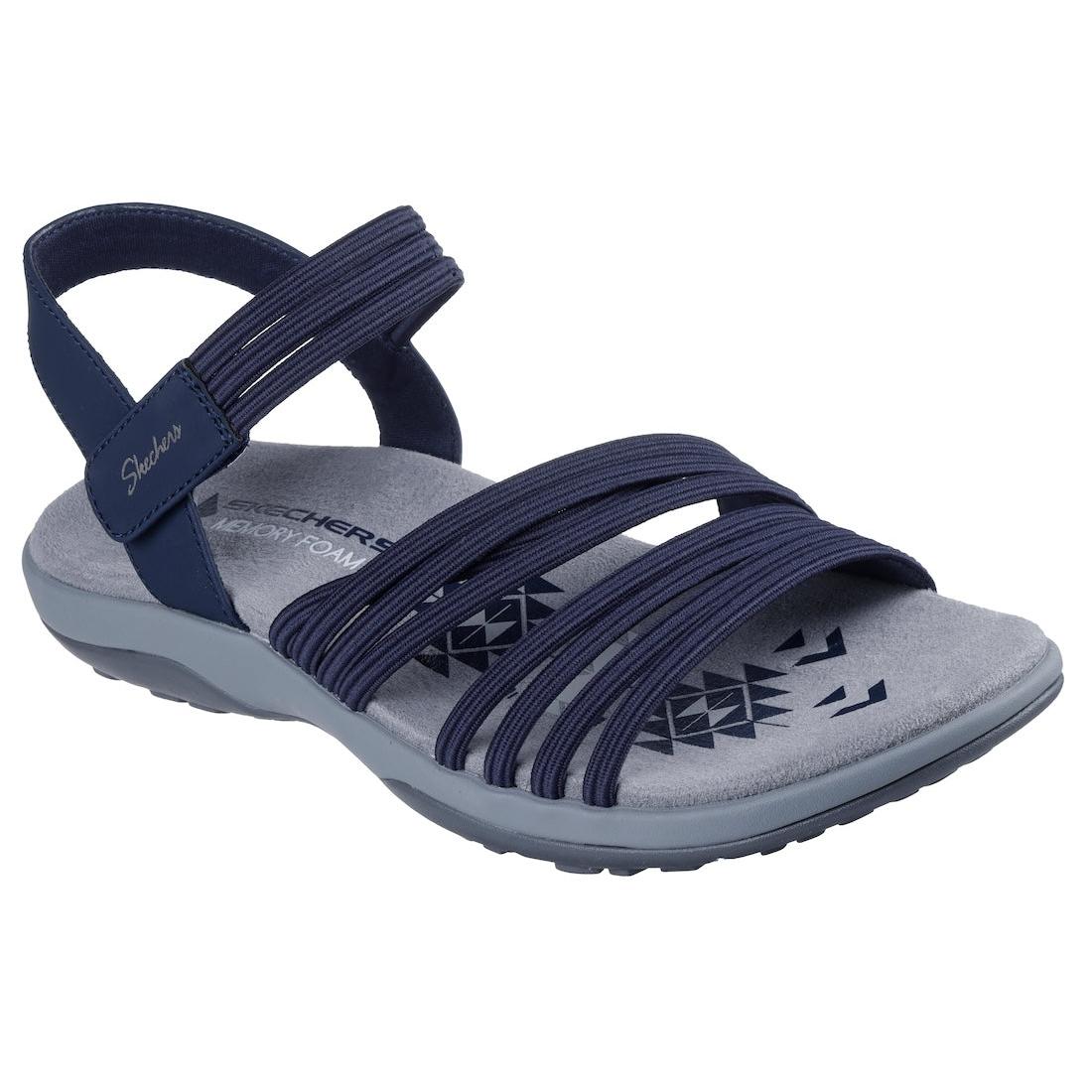 Skechers 163573 Reggae Slim Coffee Run Ladies Navy Textile Touch Fastening Sandals