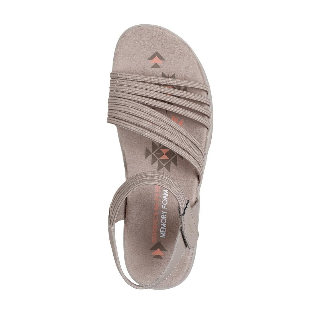 Skechers 163573 Reggae Slim Coffee Run Ladies Taupe Textile Touch Fastening Sandals