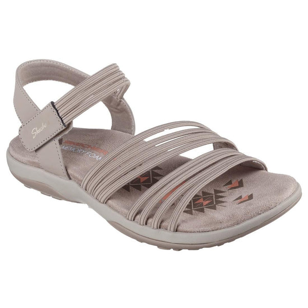 Skechers 163573 Reggae Slim Coffee Run Ladies Taupe Textile Touch Fastening Sandals