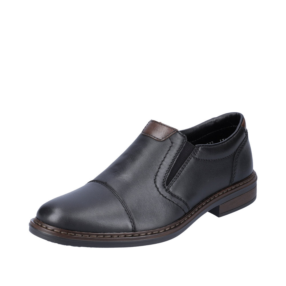 Rieker 17659-00 Mens Wide Black Leather Elasticated Shoes