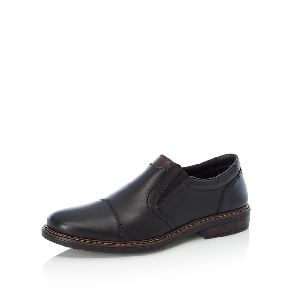 Rieker 17659-00 Mens Wide Black Leather Elasticated Shoes