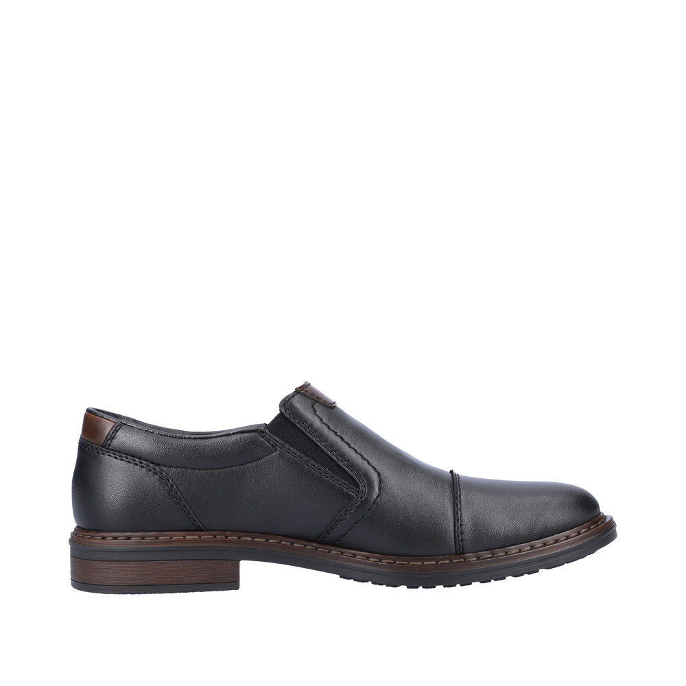 Rieker 17659-00 Mens Wide Black Leather Elasticated Shoes