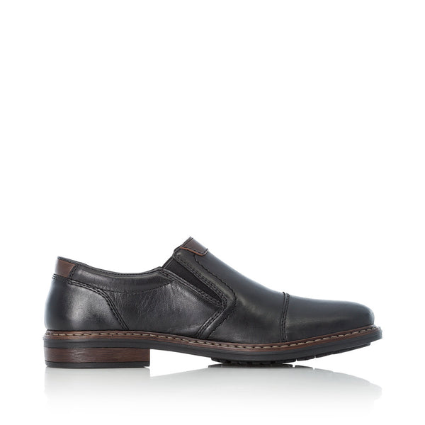 Rieker 17659-00 Mens Wide Black Leather Elasticated Shoes