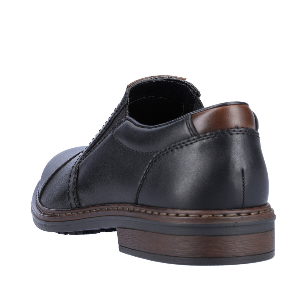 Rieker 17659-00 Mens Wide Black Leather Elasticated Shoes