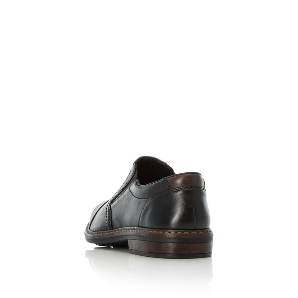 Rieker 17659-00 Mens Wide Black Leather Elasticated Shoes