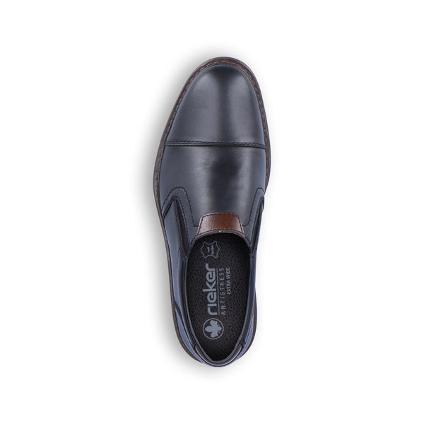 Rieker 17659-00 Mens Wide Black Leather Elasticated Shoes