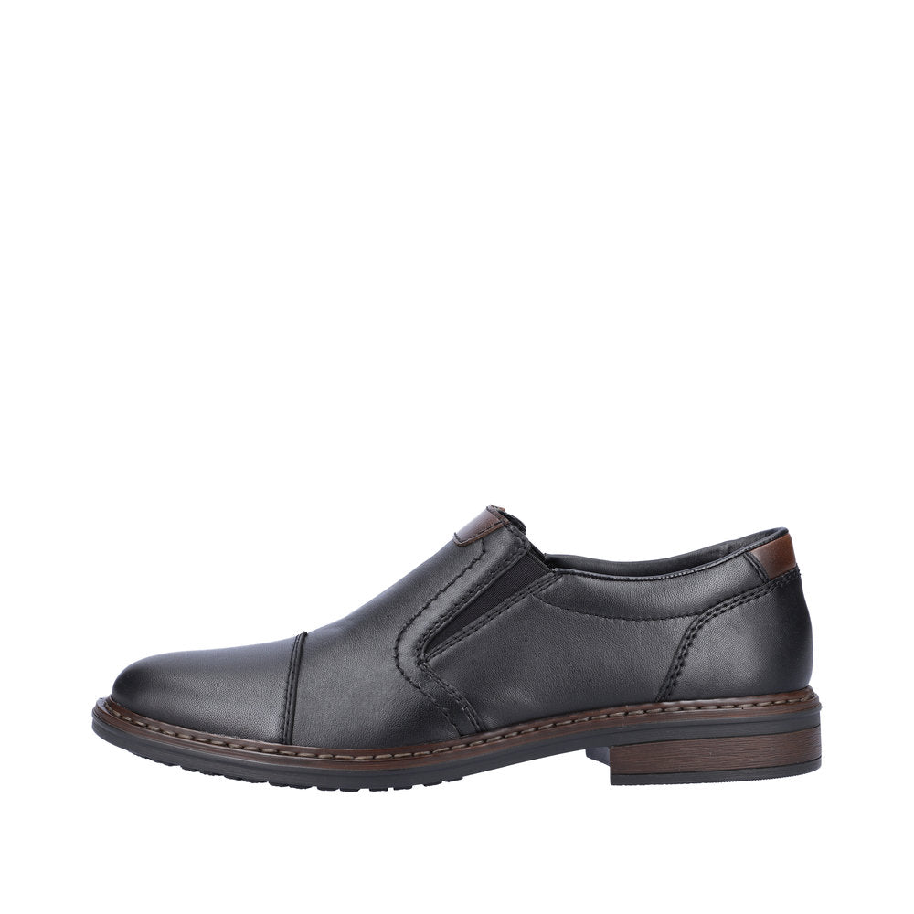 Rieker 17659-00 Mens Wide Black Leather Elasticated Shoes