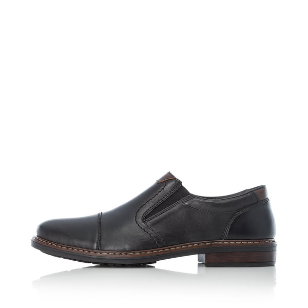 Rieker 17659-00 Mens Wide Black Leather Elasticated Shoes