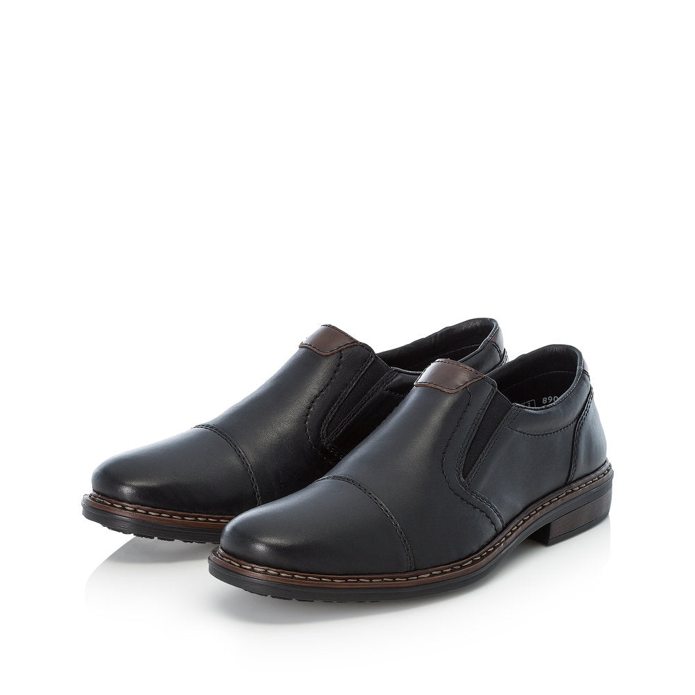 Rieker 17659-00 Mens Wide Black Leather Elasticated Shoes
