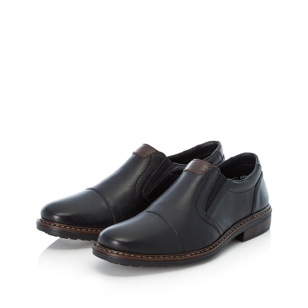 Rieker 17659-00 Mens Wide Black Leather Elasticated Shoes