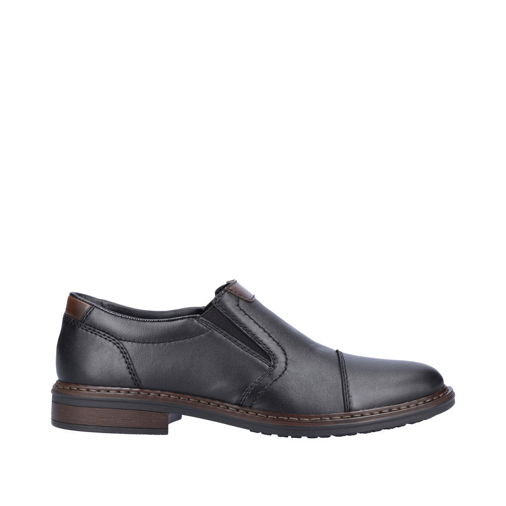 Rieker 17659-00 Mens Wide Black Leather Elasticated Shoes