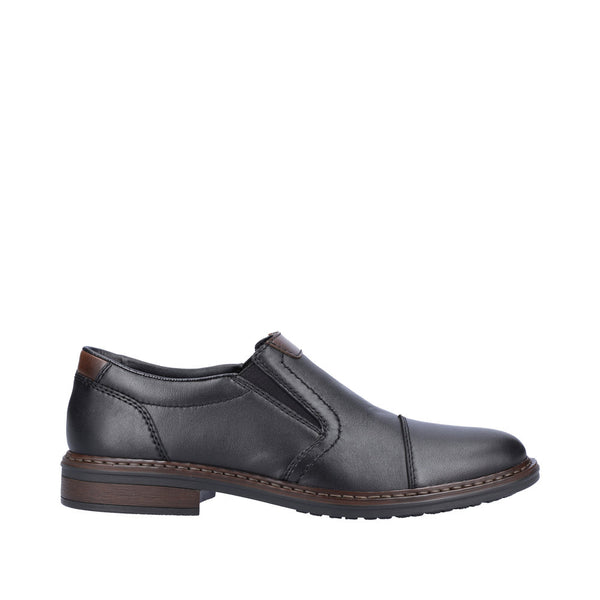 Rieker 17659-00 Mens Wide Black Leather Elasticated Shoes