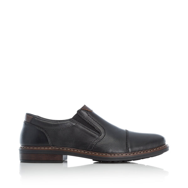 Rieker 17659-00 Mens Wide Black Leather Elasticated Shoes