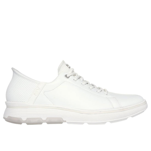 Skechers 205059 Casual Glide Cell Abbott Mens White Leather & Textile Lace Up Trainers