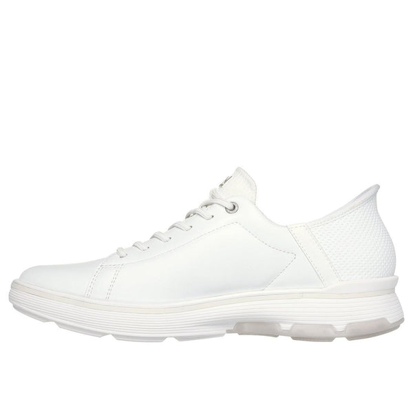 Skechers 205059 Casual Glide Cell Abbott Mens White Leather & Textile Lace Up Trainers