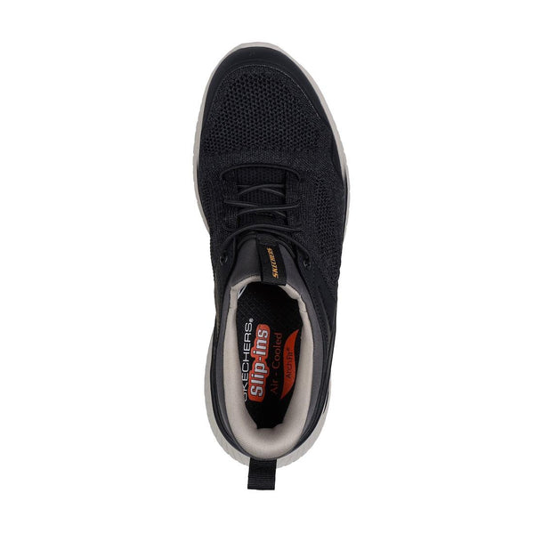 Skechers 205340 Arch Fit Crosser Emeric Mens Black Textile Arch Support Lace Up Trainers
