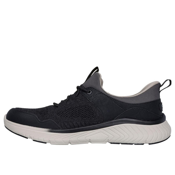 Skechers 205340 Arch Fit Crosser Emeric Mens Black Textile Arch Support Lace Up Trainers