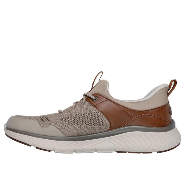 Skechers 205340 Arch Fit Crosser Emeric Mens Taupe Brown Textile Arch Support Lace Up Trainers