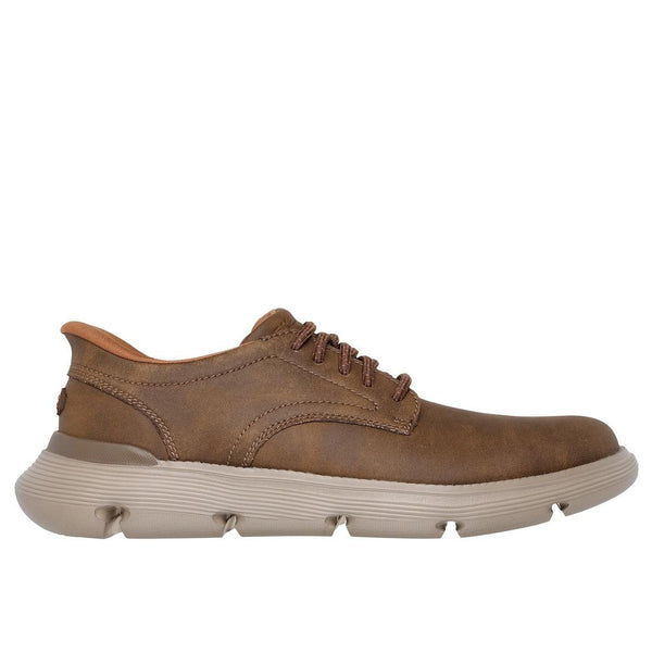 Skechers 205353 Garza Duran Mens Taupe Leather Lace Up Trainers