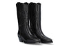 Alpe Western 20841705 Ladies Spanish Black Leather Slip On Mid-Calf Boots